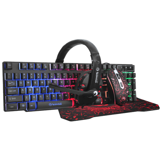 Marvo CM370 RGB LED Backlit Gaming Keyboard Mouse Headset Pad Bundle Gift Pack - BESTA