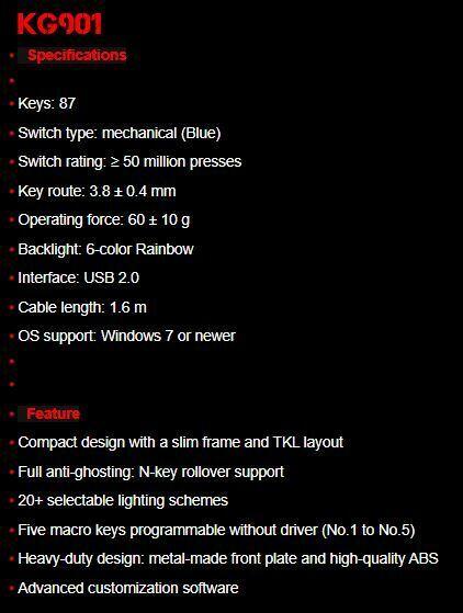 Compact Gaming Mechanical Keyboard Rainbow RGB Backlit LED Blue Switch 87 Keys - BESTA