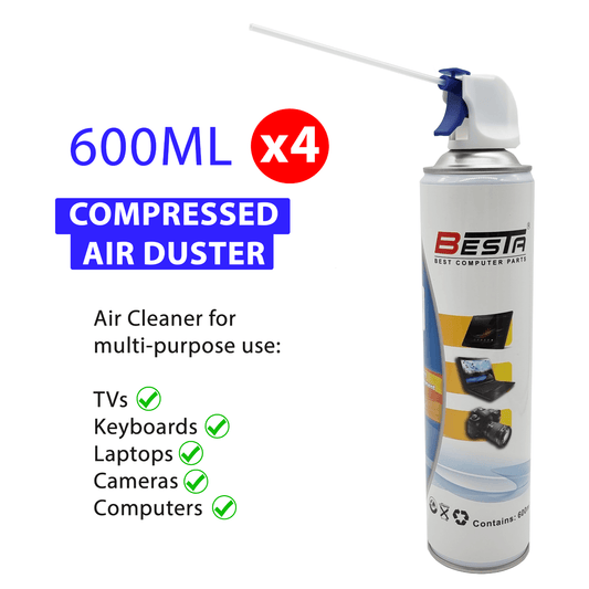 4x Compressed Air Duster Cleaner 600ML Can for Laptop PC Keyboard Camera TV - BESTA
