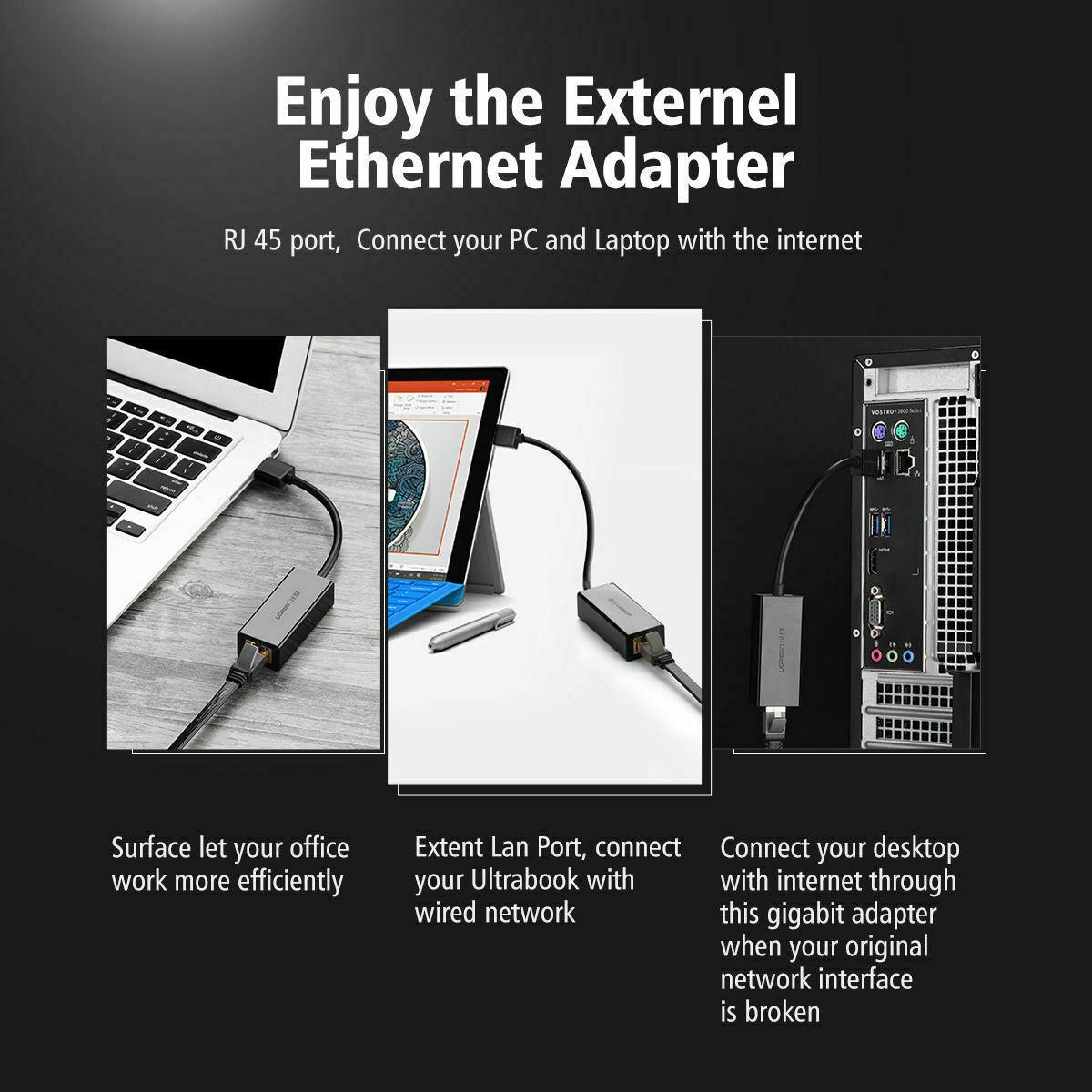USB 3.0 To RJ45 Ethernet Adapter Lan Card for PC Laptop Mac Niitendo - BESTA