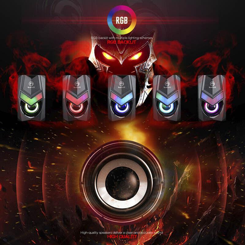 MARVO USB Wired Stereo 2.0 Compact Mini RGB Laptop Computer Gaming Speakers - BESTA
