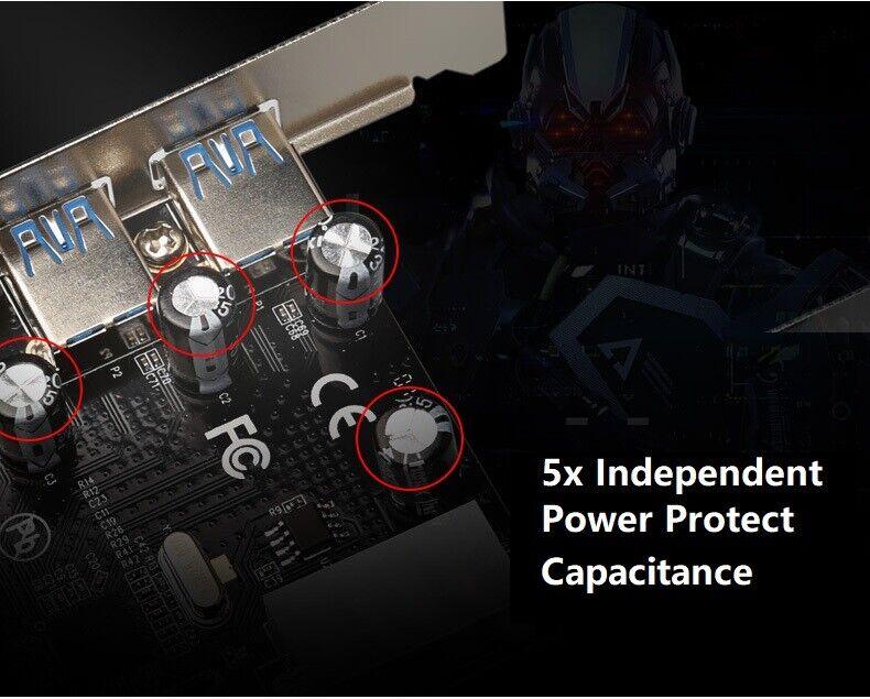 PCI Express PCIE to 4 ports USB 3.0 Card Adapter with UASP - SATA power - BESTA