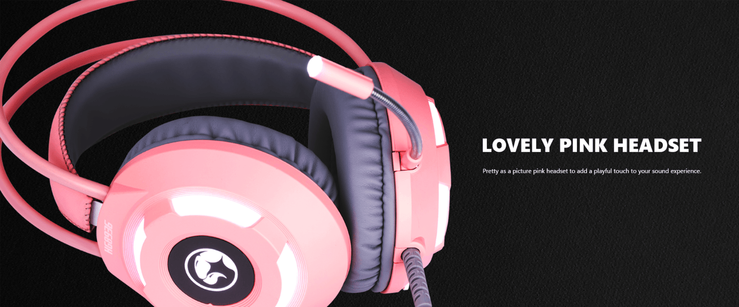 PINK RGB LED Gaming Headset Stereo Surround 7.1 PC Computer Headphone Mic HG8936 - BESTA