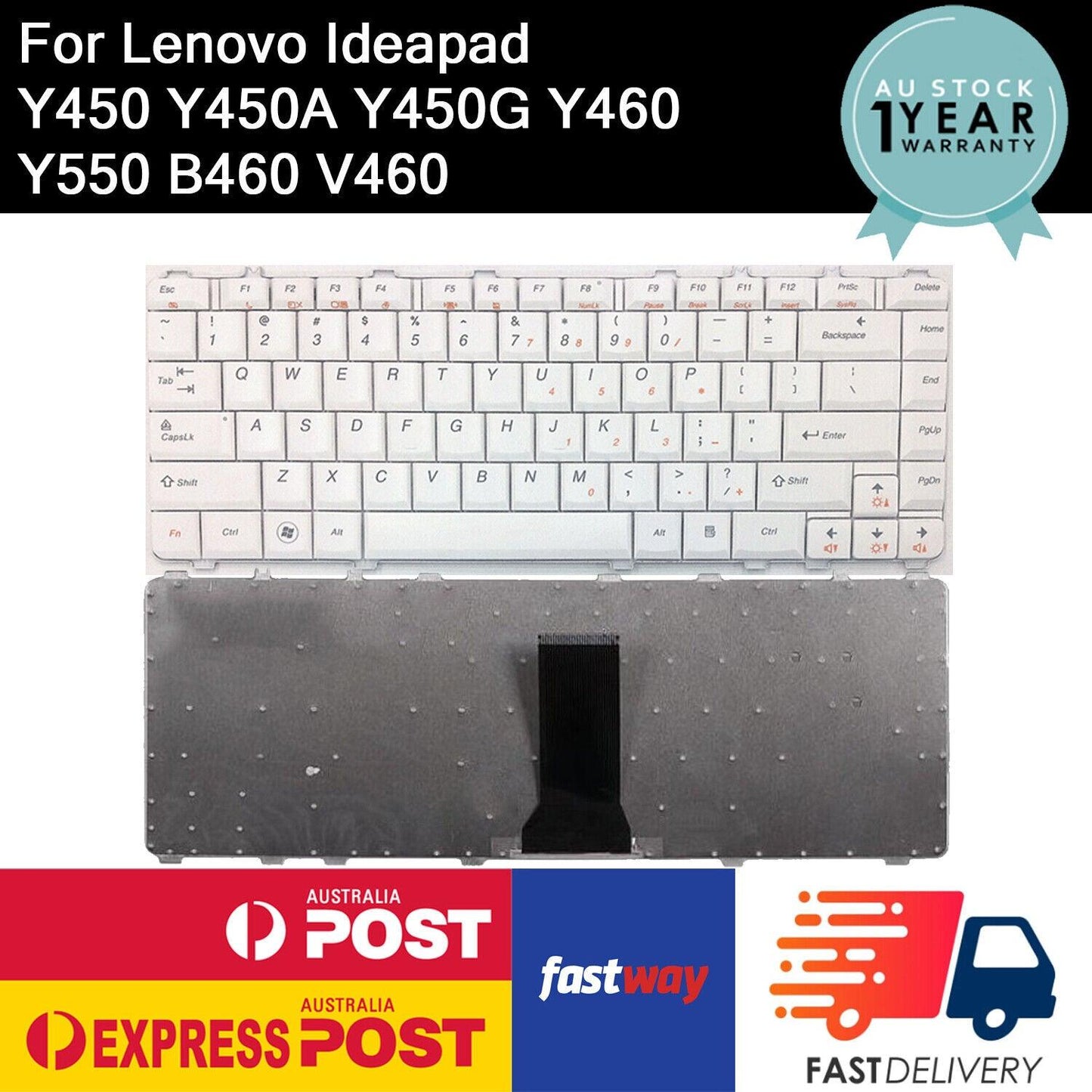Laptop Keyboard for Lenovo Ideapad Y450 B460 V460 Y460 Y450A Y450G Y550 WHITE - BESTA