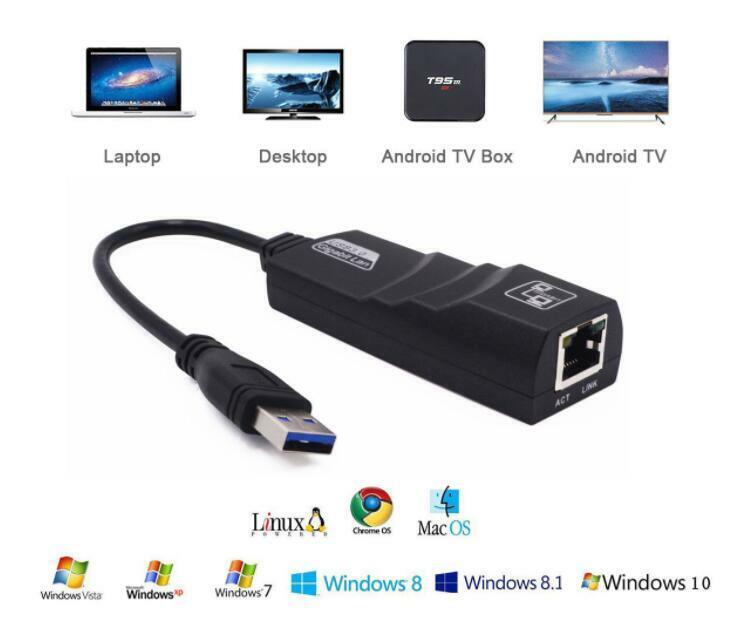 USB 3.0 To RJ45 Gigabit 100/1000Mbps Ethernet Adapter Network Lan Card PC Mac - BESTA