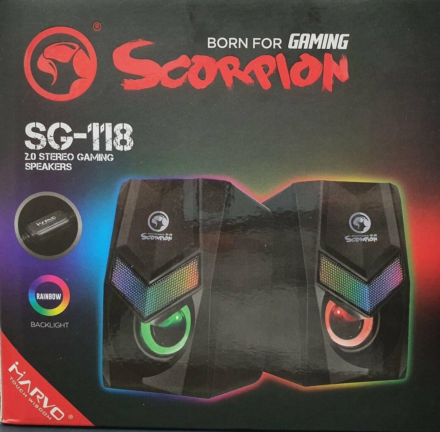 MARVO USB Wired Stereo 2.0 Compact Mini RGB Laptop Computer Gaming Speakers - BESTA