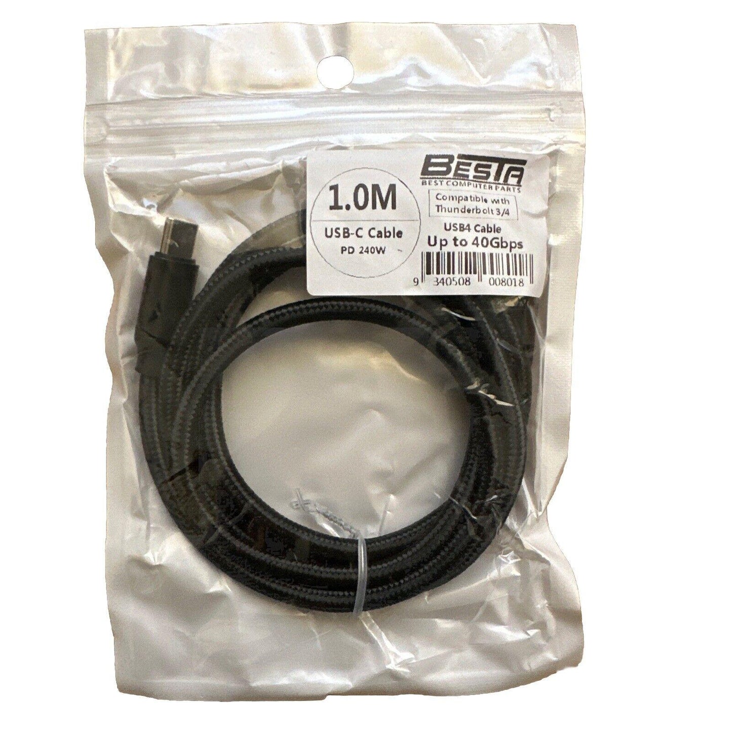 BESTA 1M USB4 Thunderbolt 3 USB-C Cable 40Gbps 8K Video 240W PD Charging - BESTA