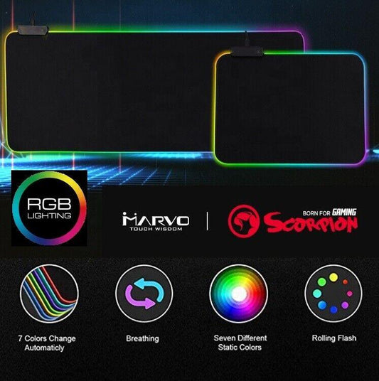 RGB LED Gaming Mousepad with Non-Slip Rubber Base for Laptop Desktop Gaming PC - BESTA