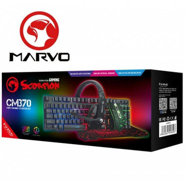 Marvo CM370 RGB LED Backlit Gaming Keyboard Mouse Headset Pad Bundle Gift Pack - BESTA