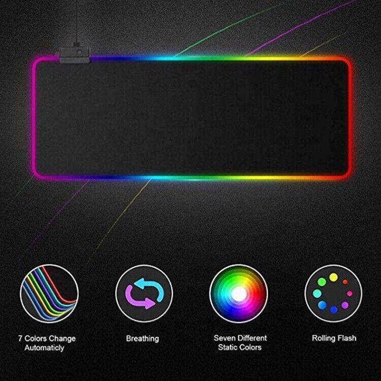 RGB LED Gaming Mousepad with Non-Slip Rubber Base for Laptop Desktop Gaming PC - BESTA