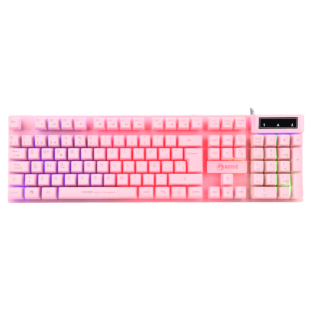 PINK Marvo CM370 RGB LED Backlit Gaming Keyboard Mouse Headset Pad - BESTA