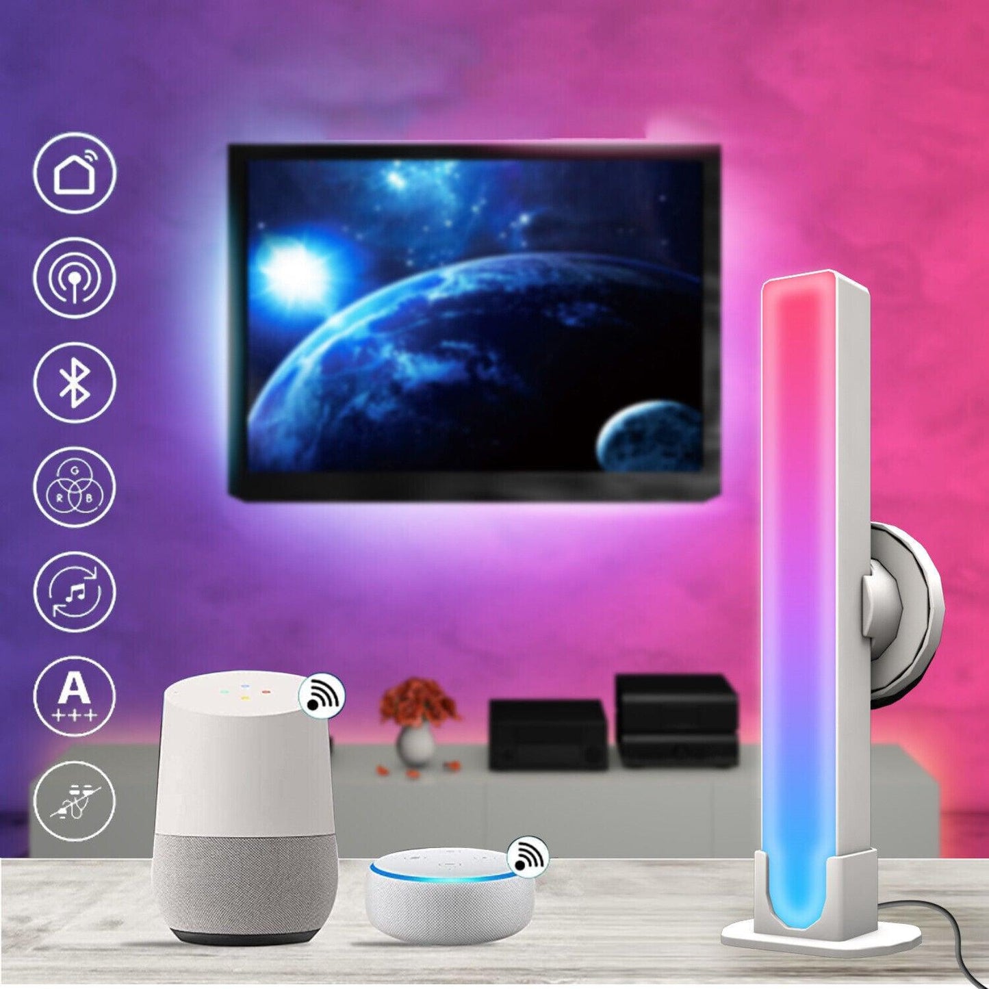 RGBIC LED Light Bar Strip Mood Lighting Home Desktop RGB Lamp Smart App Control - BESTA