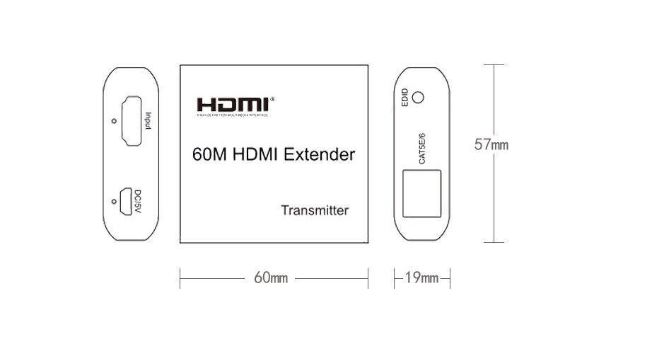 1080P HDMI 60m Extender By cat5e/cat6 Ethernet RJ45 Cable HDCP1.4 - BESTA