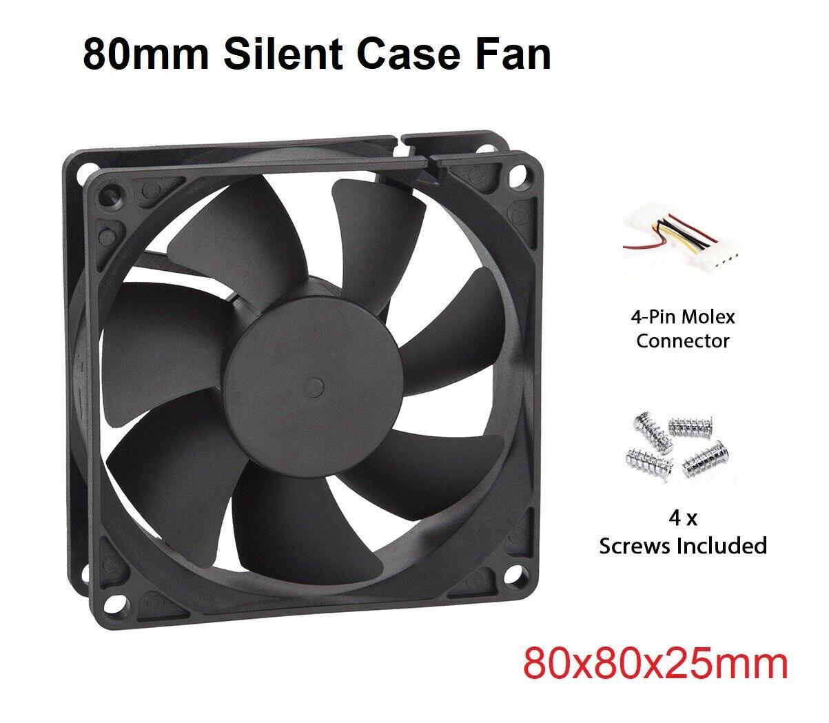 Ball Bearing 12V DC 80mm PC Case cooling Fans 4 Pin Molex 25mm Thick - BESTA