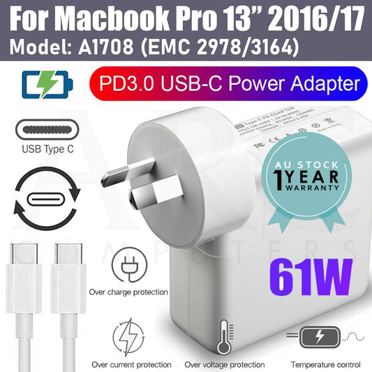 61W USB-C Type-C Laptop Charger Adapter Apple Macbook Pro 13" 2016 2017 A1708 - BESTA