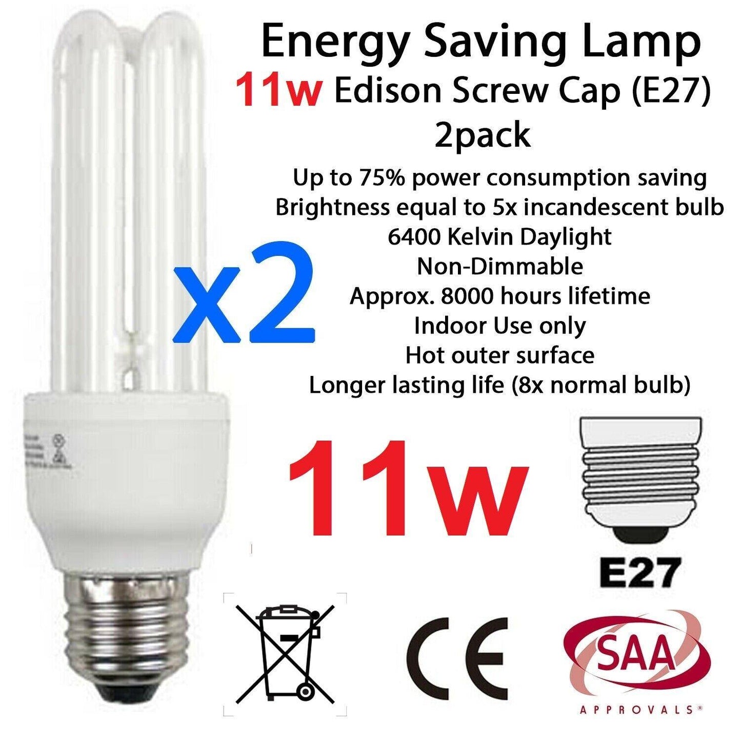 Wholesales 2X Bulb Globe Light Screw E27 Energy Saving Lamp 9w 11w 13w 18w 20w - BESTA