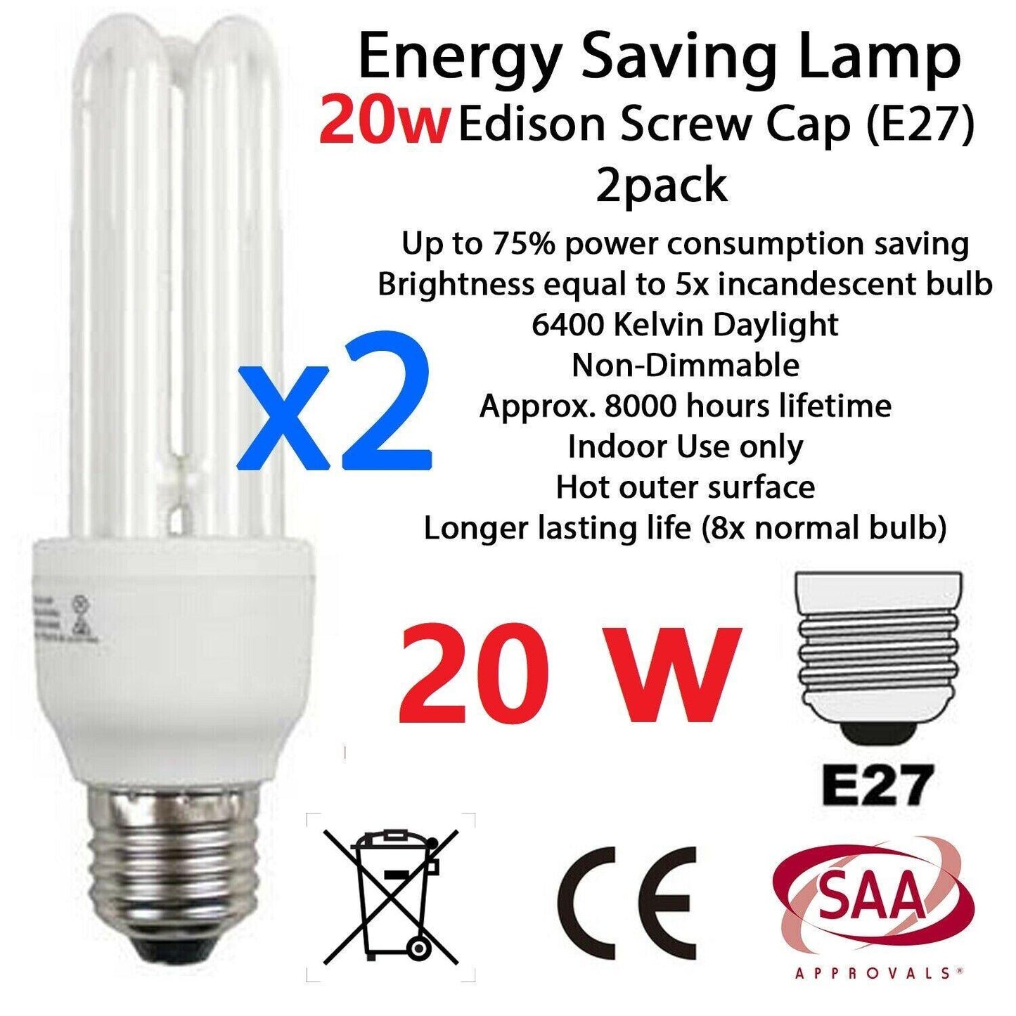 Wholesales 2X Bulb Globe Light Screw E27 Energy Saving Lamp 9w 11w 13w 18w 20w - BESTA
