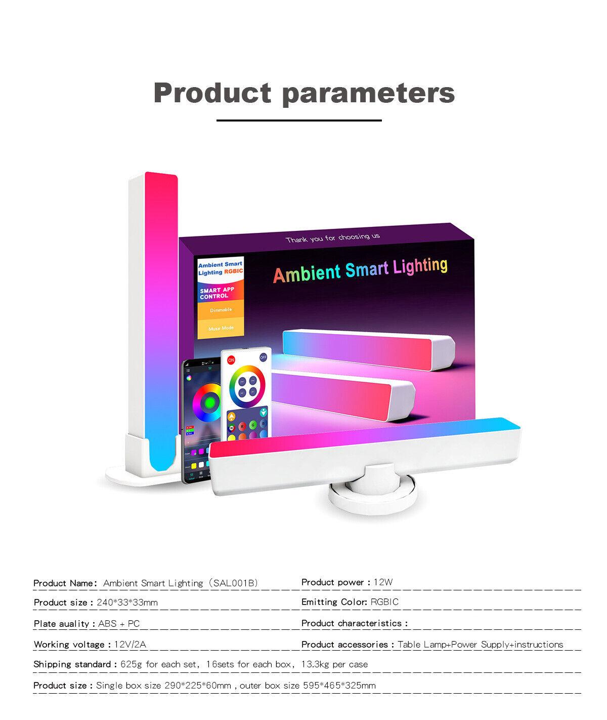 RGBIC LED Light Bar Strip Mood Lighting Home Desktop RGB Lamp Smart App Control - BESTA