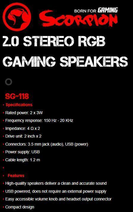 MARVO USB Wired Stereo 2.0 Compact Mini RGB Laptop Computer Gaming Speakers - BESTA