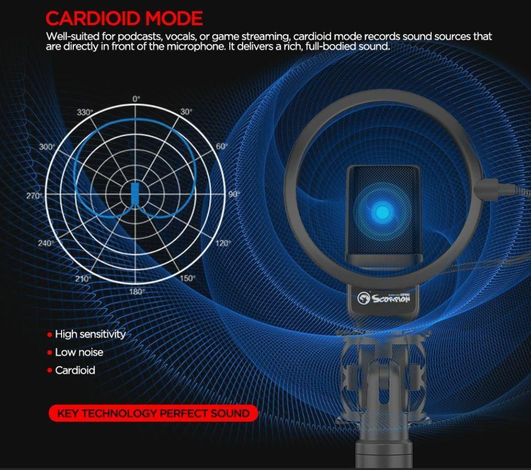 USB Powered Professional Gaming Streaming Desktop Microphone 3D MARVO Mic-03 - BESTA