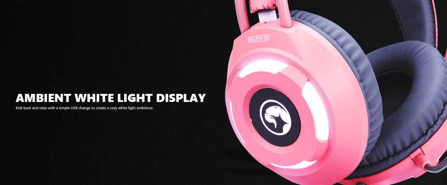 PINK RGB LED Gaming Headset Stereo Surround 7.1 PC Computer Headphone Mic HG8936 - BESTA