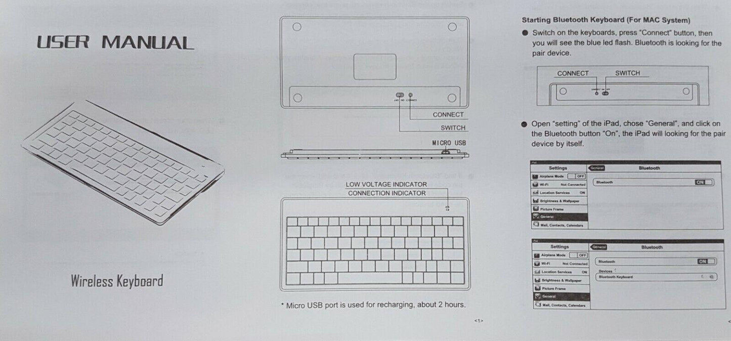 Bluetooth Wireless MiniKeyboard for Office Home Desktop Notebook use AAA Battery - BESTA