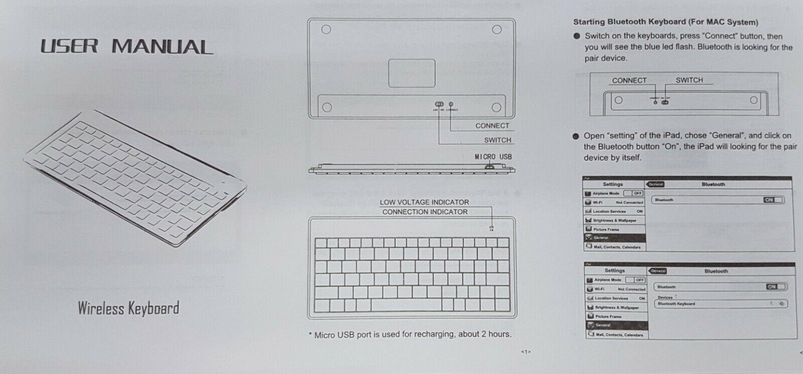 Bluetooth Wireless MiniKeyboard for Office Home Desktop Notebook use AAA Battery - BESTA