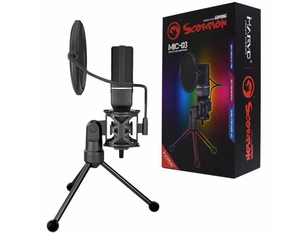USB Powered Professional Gaming Streaming Desktop Microphone 3D MARVO Mic-03 - BESTA