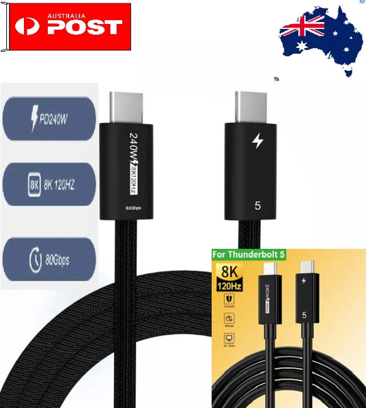 1M Thunderbolt 5 USB Type-C 240W PD Fast Charging / 8K 120HZ UHD Video 80Gbps