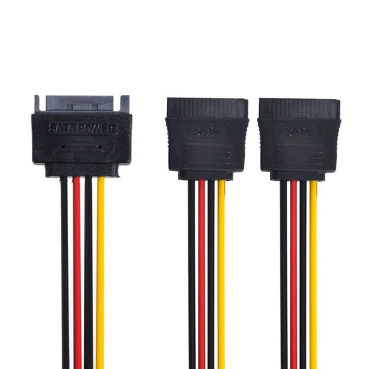 SATA 15pin Hard Disk Power Male to 2 Female Splitter Y 1 to 2 Extension Cable