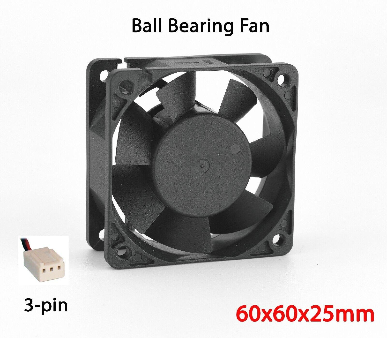 12V DC 60mm 6cm PC Case Fans 3 Pin Ball Bearing Computer Cooling Fan 25mm thick - BESTA