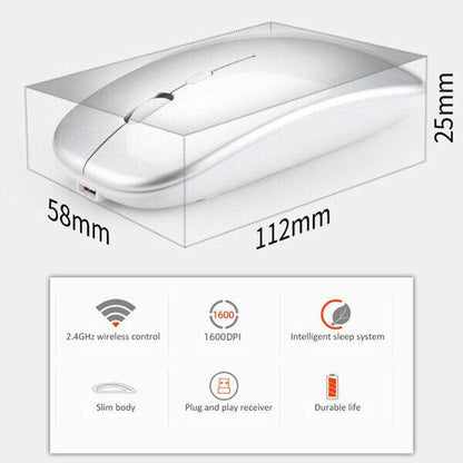 2.4GHz Wireless Dual Mode Charging Mouse for Computer Notebook Office (White) - BESTA