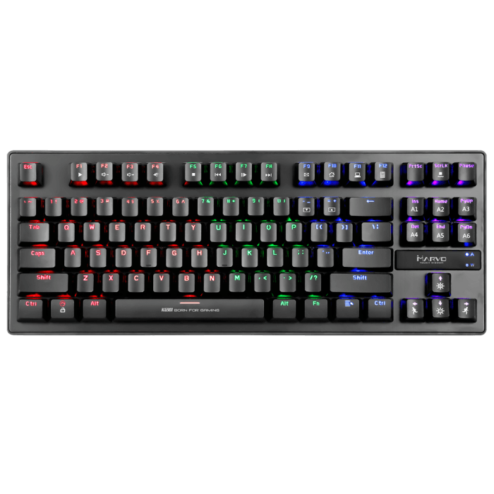 Compact Gaming Mechanical Keyboard Rainbow RGB Backlit LED Blue Switch 87 Keys - BESTA