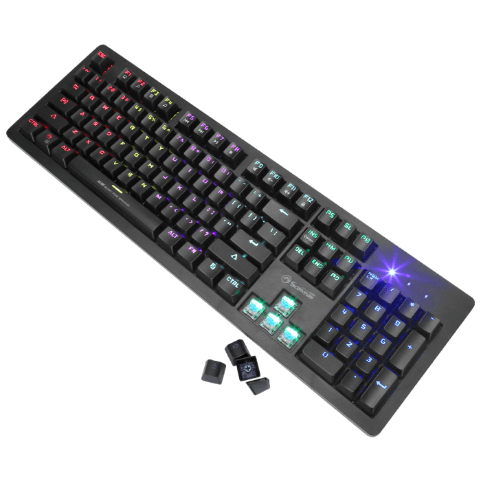 LED Gaming Mechanical Keyboard RGB Backlit USB Wired 104 Keys Blue Switch - BESTA