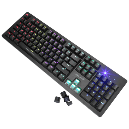 LED Gaming Mechanical Keyboard RGB Backlit USB Wired 104 Keys Blue Switch - BESTA
