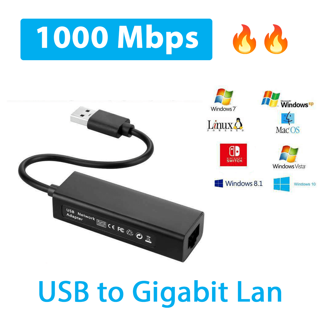 USB 3.0 To RJ45 Gigabit 100/1000Mbps Ethernet Adapter Network Lan Card PC Linux - BESTA