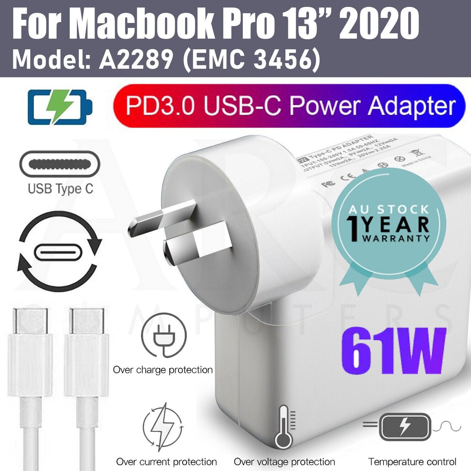 61W USB-C Type-C Laptop Charger Wall Adapter Apple Macbook Pro 13" 2020 A2289 AU - BESTA