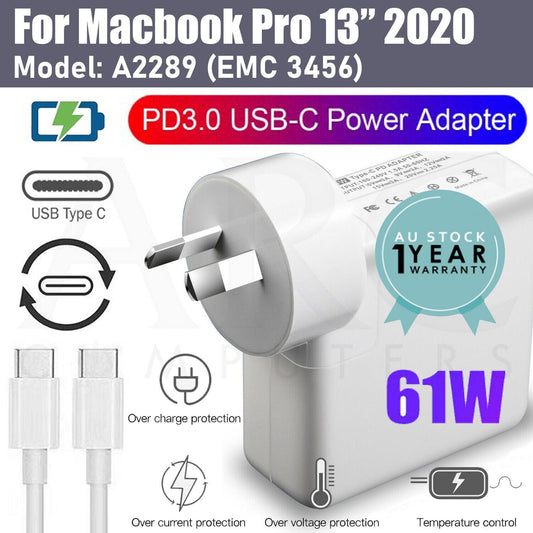 61W USB-C Type-C Laptop Charger Wall Adapter Apple Macbook Pro 13" 2020 A2289 AU - BESTA