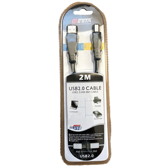 NEW GENERIC USB AM-BM-2M USB 2.0 CABLE: STANDARD FOR PRINTERS,SCANNER - BESTA