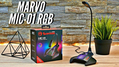 USB RGB Backlit Gaming Desktop Microphone with Flexible Neck Plug and Play - BESTA