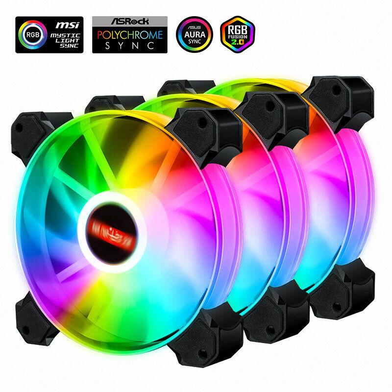 4 Color Dual LED Circle 120mm PC Case Cooling Fans 2Pin Molex 12V DC 12cm - BESTA