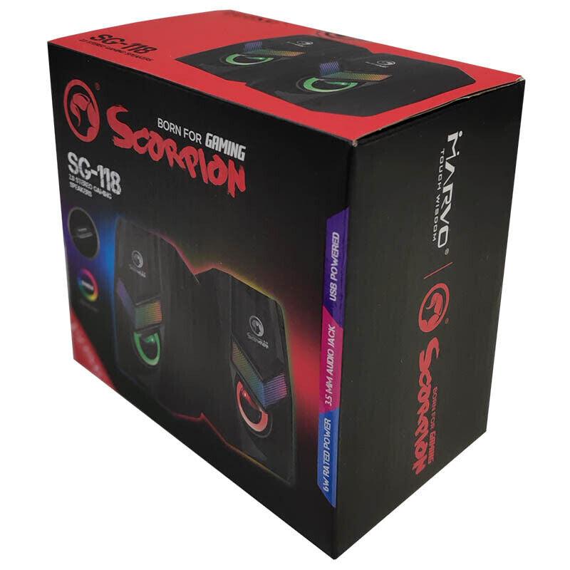 MARVO USB Wired Stereo 2.0 Compact Mini RGB Laptop Computer Gaming Speakers - BESTA