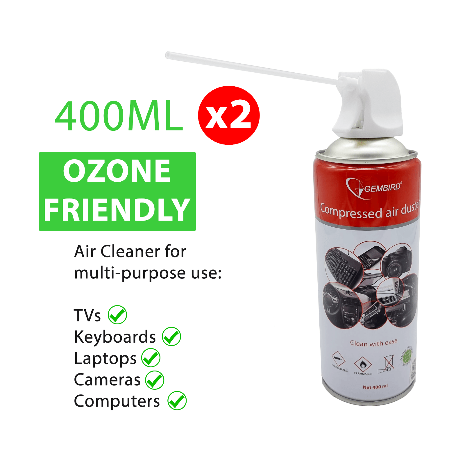 2x Compressed Air Duster Can 450ml for Notebook PC Keyboard - BESTA