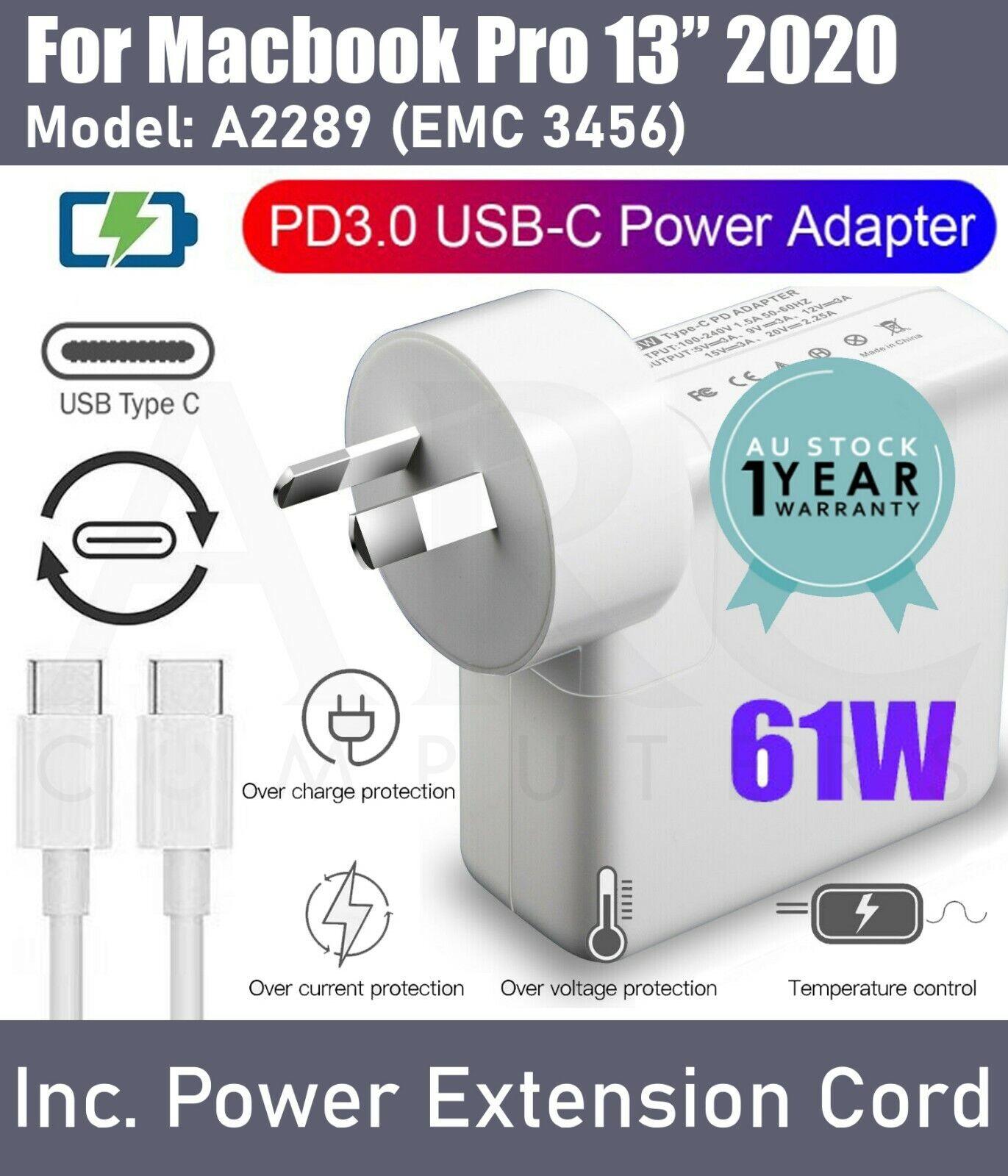 61W USB-C Type-C Laptop Charger Wall Adapter Apple Macbook Pro 13" 2020 A2289 AU - BESTA