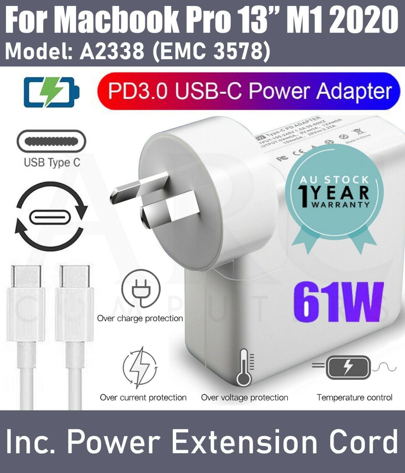 61W USB-C Type-C Laptop Charger Adapter Apple Macbook Pro 13" M1 2020 A2338 AU - BESTA