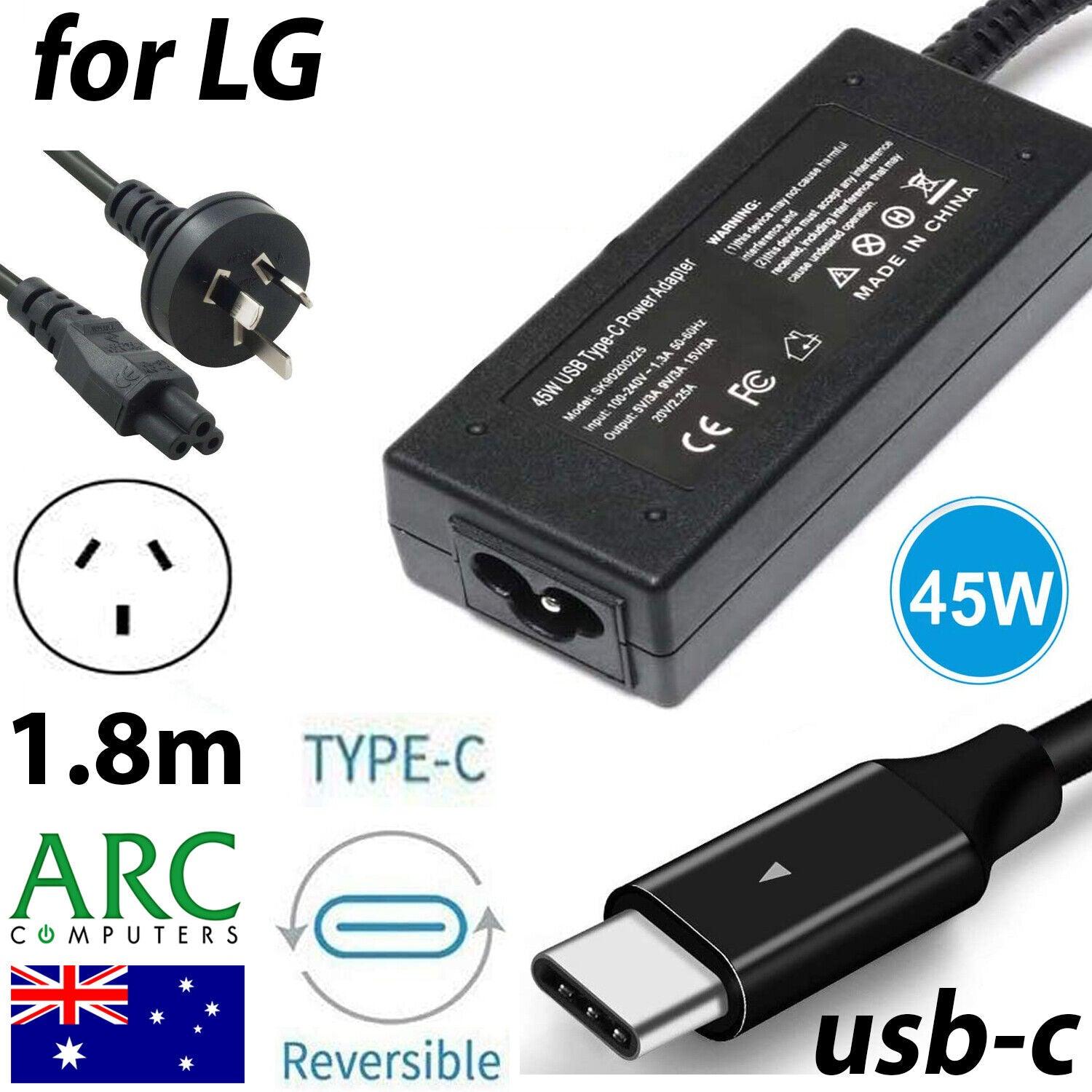 AU Laptop Charger 45W USB C Type C Wall Power Adapter for LG Gram 15 w/ AU Cable - BESTA