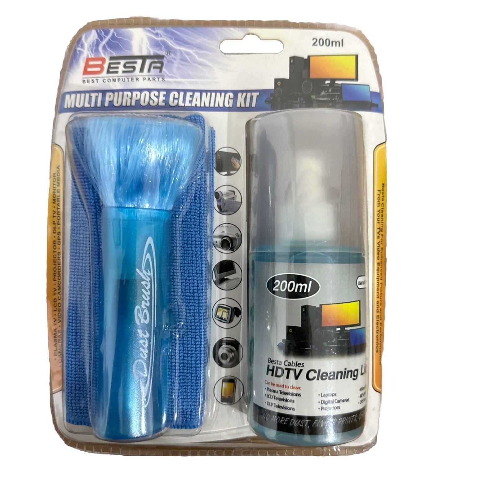 Screen Cleaning Kit Cleaner Spray Brush Microfiber Cloth Wipe Phone TV Camera - BESTA