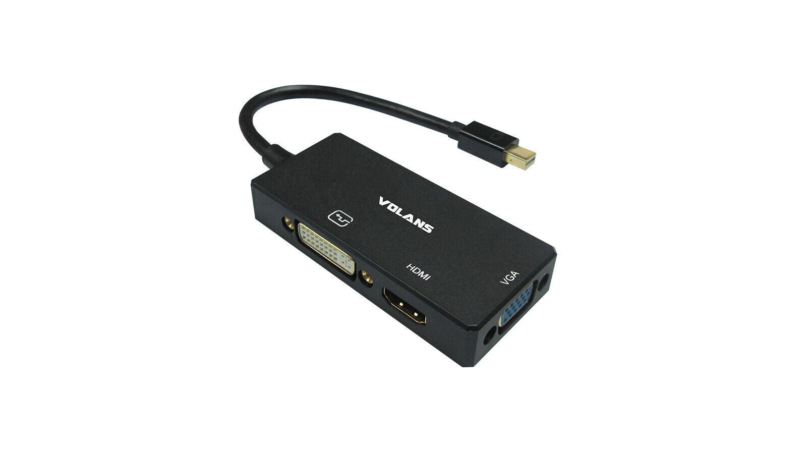 VOLANS VL-MDPHDV-4K Mini DisplayPort to HDMI (4K) / DVI / VGA all in 1 Converter - BESTA