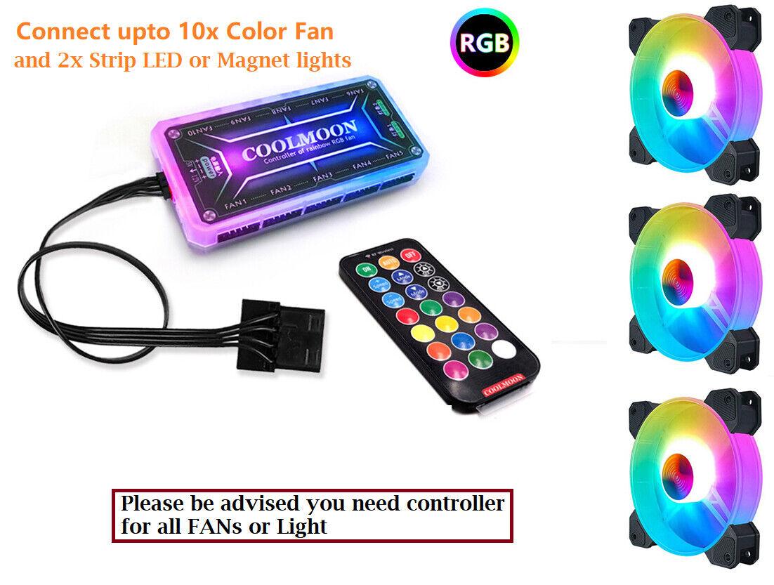 Coolmoon RGB Adjustable Quiet Case Fan 120mm LED Remote Control Strip Light - BESTA