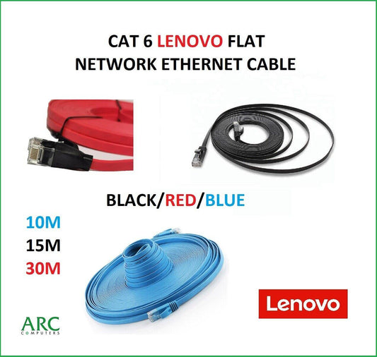 CAT6 LENOVO RJ45 Ethernet Network Flat Colour Cable Patch Lead 10M/15M/30M - BESTA